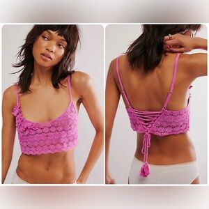 *NWOT* Free People Gypset Crochet Longline Bralette - Fiji Flower